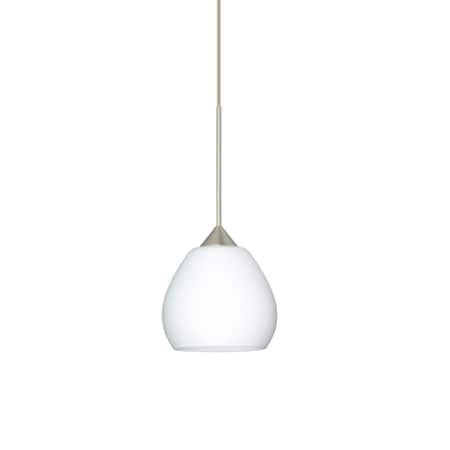 Besa Lighting Tay Tay Cord Pendant, Opal Matte, Satin Nickel Finish, 1x50W Halogen 1XT-560507-SN